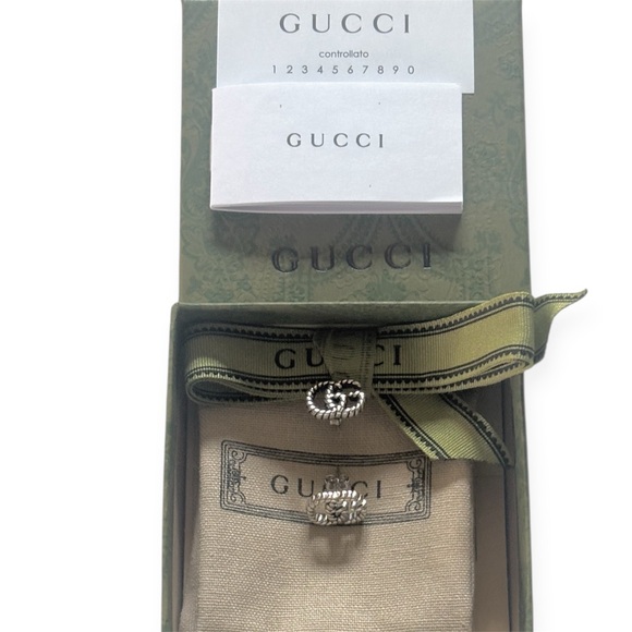 Gucci GG Marmont Stud Earrings – Sterling Silver Designer Logo Jewelry for Women - Picture 1 of 8